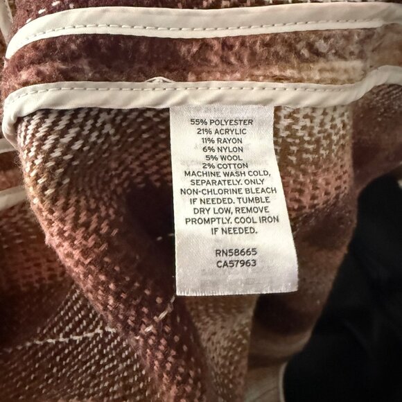 BP. Womens Plaid Button-Up Shacket S Brown/Beige Polyester/Cotton Blend - Picture 6 of 7